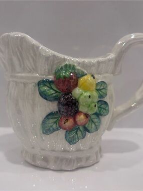 Ceramic Fruit Accent Pitcher - White with Multicolor Fruit Motif